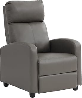 Recliner Chair Recliner Sofa Modern Reclining Chair w/Footrest Backrest Breathable Padded PU Leather Single Sofa Home Theater Seating Reclining Easy Lounge for Living Room Bedroom,Grey