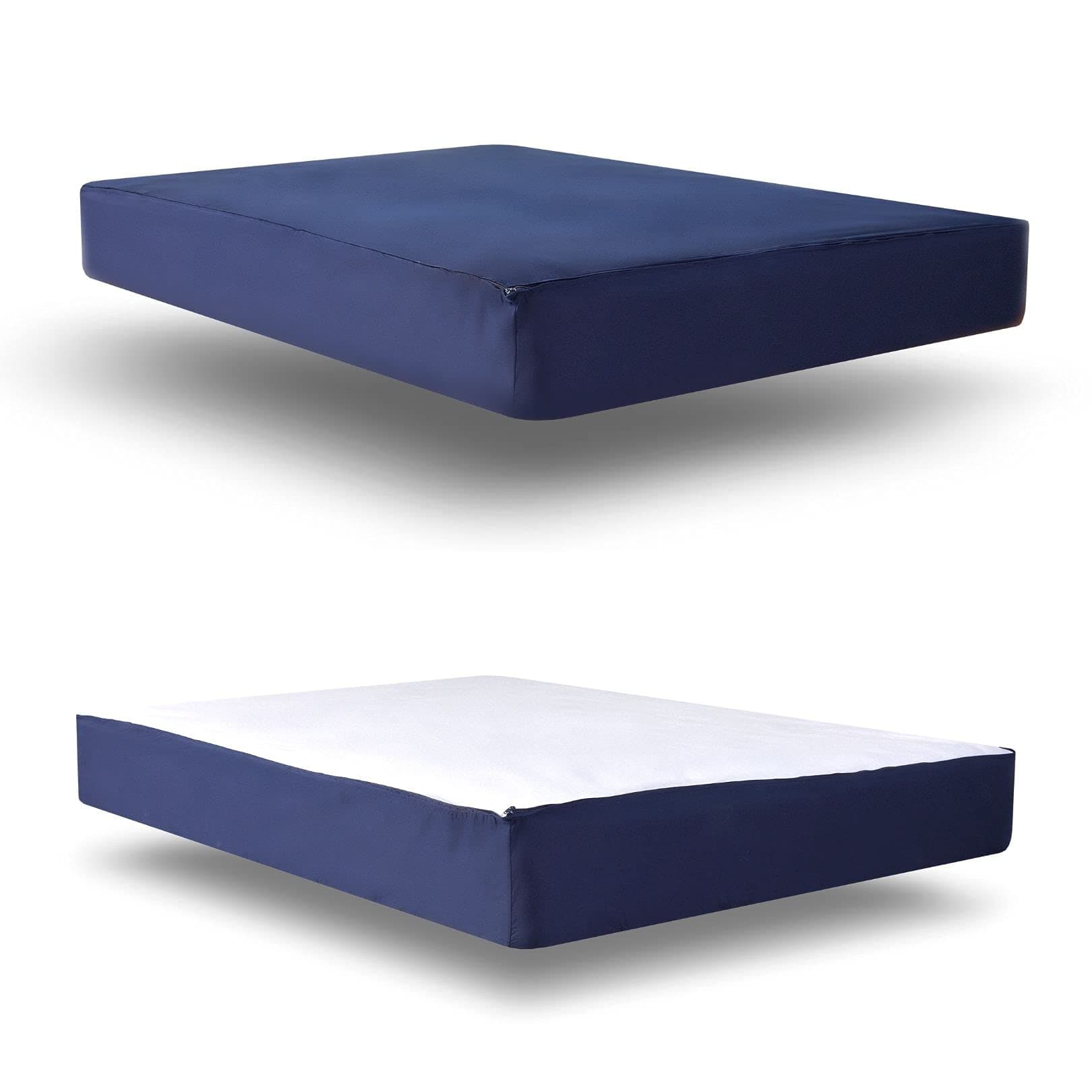 Easy Zip Up Fitted Bed Sheet | Includes 1 Mattress Protector & 2 Zip-On Sheets - Easy to Change, Fold & Wash | Sateen 300 TC 100% Cotton Fitted Sheets