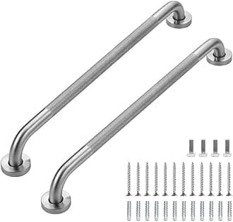Grab Bars for Shower, 1 Pack 24-Inch Anti Slip Shower Handles for Elderly, Safety Shower Grab Bar, Stainless Steel Handicap Grab Bars for Bathroom,Toilet (Brushed Nickel, 1" Diameter)