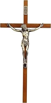 - ACHIBANG Crucifix Wall Cross Catholic – 10" Wooden Jesus Cross with INRI for Wall or Easter Decor, Christian Gift for Faithful Home