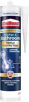 Triple Protection Stop Mould Silicone Sealant For Kitchens and Bathrooms, Clear, Repels, Kills and Prevents Mould Growth, Long-Lasting Shower Sealant, 1 x 291 g Cartridge