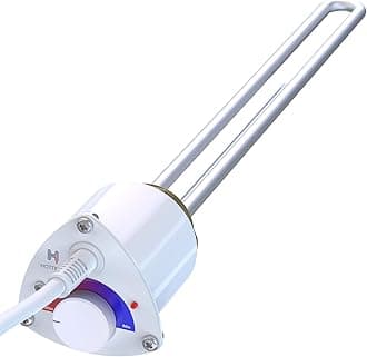 Electric Immersion Heater GR for Boiler, Electric Water Heater with Thermostat, Heating Element with Water Temperature Controller - 230 V, 2000 W, 6/4", White
