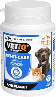 VETIQ Denti-Care Powder For Cats 12+ Weeks & Dogs 8+ Weeks, Natural Oral Care Remedy to Help Remove Plaque & Prevent Tartar Build Up & Keeps Teeth Cleans & Freshens Breath, 60 g