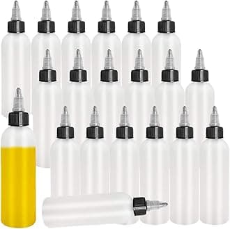 20-Pack 4oz/120ml Plastic Boston Squeeze Bottles with Twist Top Cap, White LDPE Bottles for Liquids, Inks, Oils, Crafts, Kitchen, Household