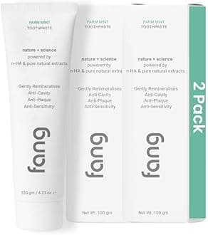 - Farm Mint Natural Toothpaste|Fluoride Free Hydroxyapatite|Teeth Whitening|Heals Sensitive Teeth|Fights Cavities,Gum Diseases & Bad Breath | SLS & Chemical Free|Organic & Vegan|2x120g(Pack of 2)