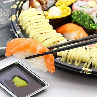 Stainless Steel Chopsticks Reusable Multicolor Lightweight 304 Metal Chopsticks Dishwasher Safe - 5 Pairs (Black)