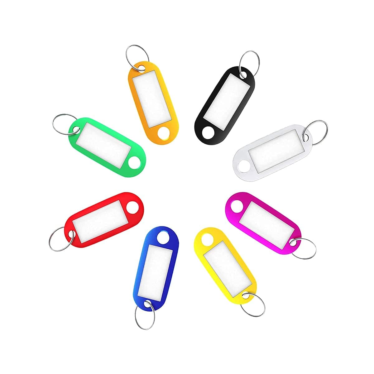 Key Tags, 16pcs with Split Ring Key Fobs Labels ID Keyring Tags for Keys Pets Luggage Tags, 8 Colors