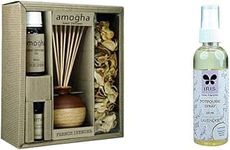 IRIS Reed Diffuser Fragrance Gift Set -French Lavender+IRIS, Home Fragrance, Lavender Potpourri Spray, Toxin-Free, Fine-Living Fragrance, Aromatherapy, Mood Enhancer, Made in India