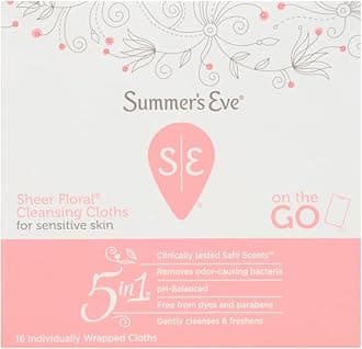 Summer's Eve Feminine Cleansing Cloths For Sensitive Skin Sheer Floral, 16 Count