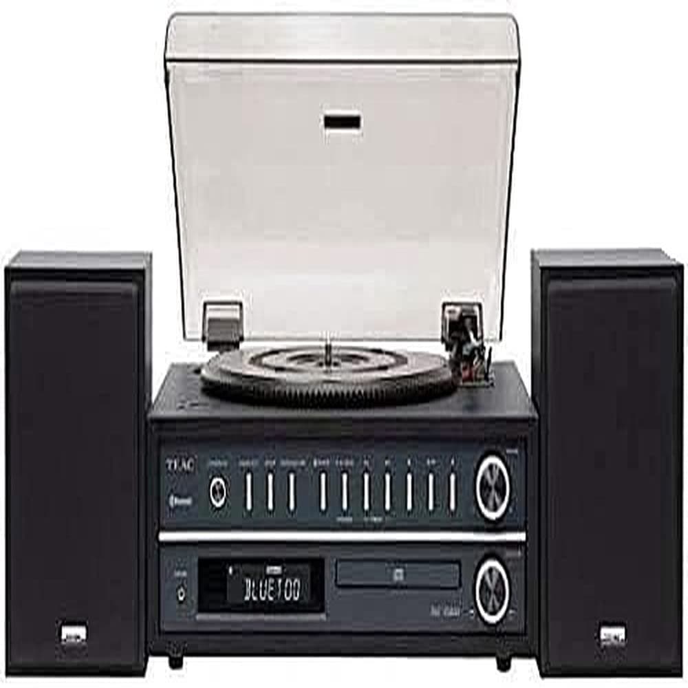 Teac MC-D800(B) Turntable CD Player Combination System (Turntable, Belt Drive, Three Rotation Speeds (33/45/78RPM), Bass reflex Speakers, Bluetooth, USB, Radio) Black