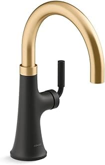 23767-BMB Kitchen, Tone, Swing Spout Bar Brushed Gold, 3-Spray Faucet, K-23767-BMB, Matte Black with Moderne Brass