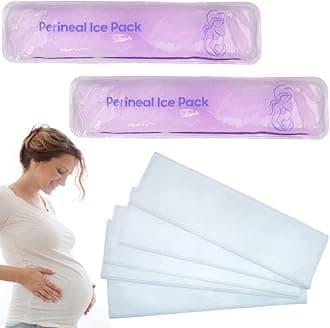 Reusable Perineal Ice Packs for Postpartum & Hemorrhoid Pain Relief, Hot & Cold Pack for Women After Pregnancy, 2 Ice Pack and 3 Non-Woven Cover. Purple