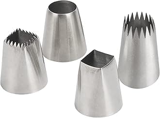 Yiouou Oversized Piping Nozzles,Extra Large Icing Nozzles,Square Round Churro Nozzles Tips Piping Set for Cakes Cupcakes Cookies,4 Pcs