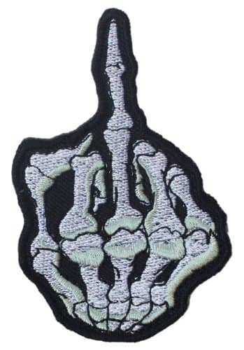 Skeleton Middle Finger Iron on Patch