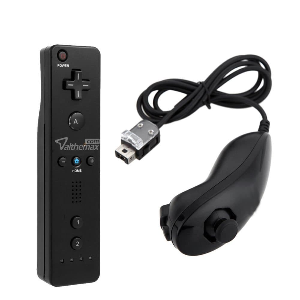 Althemax Classic Basic Remote and Nunchuck Controller with Silicone Case and strap Black for Nintendo Wii/Wii mini/Wii U- Black