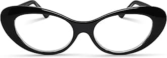 Oversized Cat Eye Reading Glasses for Women – Medium-Large Fit, Sturdy Frame, Spring Hinges, Premium Cateye Readers, Black, +1.00
