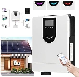 MPPT All-in-On Hybrid Solar Inverter (On/Off Grid) + Smart App Control, 3 Indicator Lights (Battery/Utility/PV), 40-160A Controller, 12-48V DC to 220V AC,DC24V-1.5KW