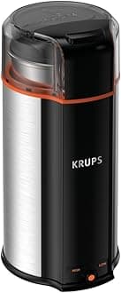 KRUPS: 3oz Coffee Grinder, Ultimate Silent Vortex Plastic and Stainless Steel Grinder with Removable Bowl Mess-Free, 8 Times Quieter, 2 Speeds 240 Watts,Dry Herbs,Dishwasher Safe,12 cups ground Silver