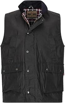 Men's Winchester Multi Pocket Waxed Cotton Gilet Outdoor Camping Waistcoat Hiking Travelling Jacket Brown