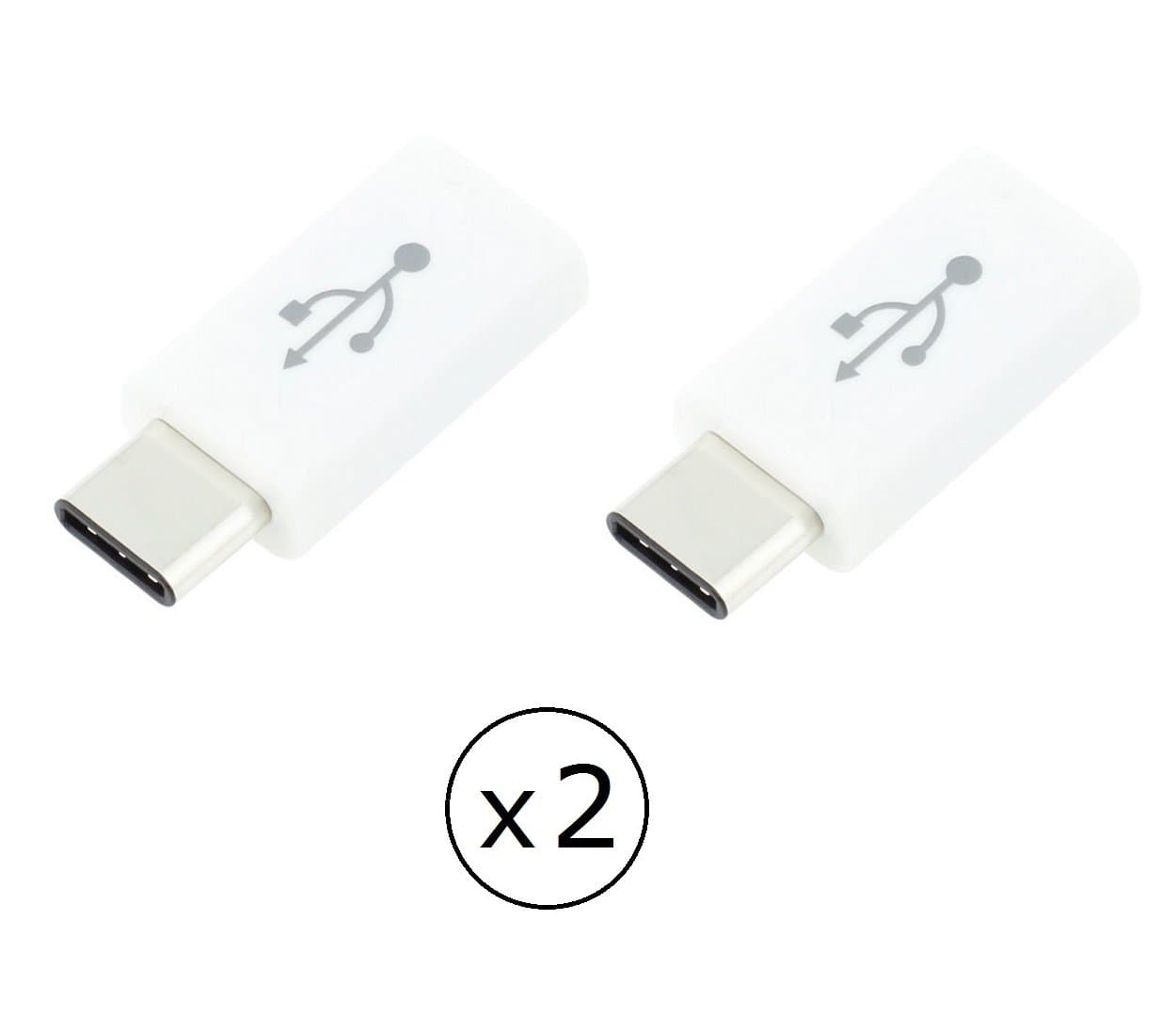 2-Pack Type C (USB-C) to USB 2.0 Micro USB Female Adapter Charge and Data Sync Converter for Google Pixel, Nokia 8, 9, LG V30, G6, Sony XZ, HTC U11, Moto Z and Type-C Phone (White)