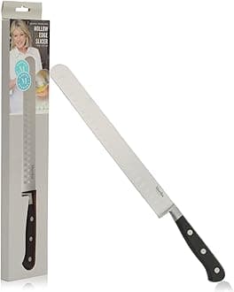 Martha Stewart Carverton 10" Hollow Edge Slicer Knife, High Carbon Stainless Steel Kitchen Knives w/Black Triple Riveted Handle