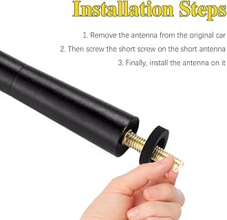 Jsorum 4.7 Inch Carbon Fiber Short Automotive Antenna, Short Carbon Fiber Radio Antenna, Carbon Fiber Antenna, Universal Car Antenna Replacement for Ford Focus, Black