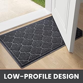 LuxStep Door Mat Large Indoor Outdoor Doormat, Non-Slip Low-Profile Design Floor Mat, Durable Trap Dirt and Dust Front Door Welcome Mat for Entryway,Patio,Garage,High Traffic Areas,(Black, 17"x30")