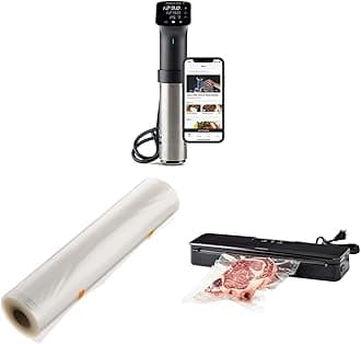 Anova Culinary Sous Vide Precision Cooker Pro, 1200 Watts & Anova Culinary Precision Vacuum Sealer Bag (Rolls),Clear & Anova Culinary ANVS01-US00 Anova Precision Vacuum Sealer, Includes 10 Precut Bags