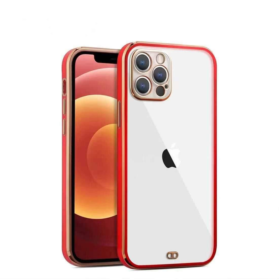 PHIKY mobile phone case with high translucent and precise hole compatible with IPHONE12PRO(Red)