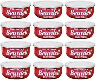 Beurdell French Salted Real Canned Butter 100% Natural Pasteurized Butter A real butter from France | Great For Hurricane Preparedness Emergency Survival Kit Great For Cooking, Baking Pack of 12