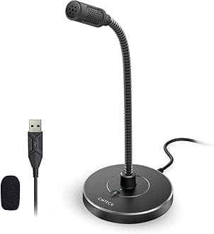 CMTECK Mini Gooseneck Microphone for Dictation,Computer Desktop Microphone for Computer Laptop PC.USB Plug and Play for Skype,YouTube,Gaming, Streaming,Discord and Roblox