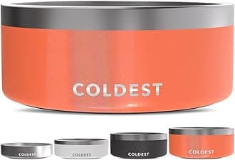 The Coldest Water Dog Bowl - Stainless Steel Non Slip No Spill Proof Skid Metal Insulated Dog Bowls, Cats, Pet Food Dish Feeding for Large Medium Small Breed Dogs (100 oz, Candy Red Glitter)