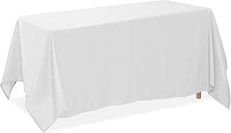 90 x 132 Inch Rectangular Tablecloth, Washable Polyester Fabric Table Cloth for Dining Tables, Parties, Restaurants, Weddings - White