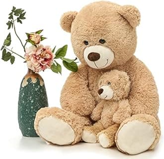 MorisMos Giant Teddy Bear Mommy and Baby Bear Soft Plush Bear Stuffed Animal for Mom and Child,Tan,39 Inches