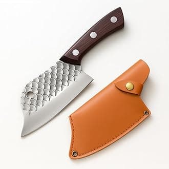 Machado 9" Handmade Serbian Forged Butcher Hunters Meat Cleaver Kitchen Knife | Chopper Bone Cutting Knives - German Stainless Steel - for Home Kitchen Restaurant Outdoor BBQ Camping and Gifting