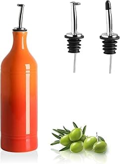 Large Ceramic Olive Oil Dispenser Bottle, Opaque Oil Cruet Protects to Reduce Oxidation, Suitable for Storage Vinegar, Soy Sauce & Other Liquids, Pack of 1, 24 Fl Oz(Gradient Orange)