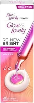 Glow and Lovely Renew Bright Multivitamin Serum in Cream | Vitamins B,C and E | Renews Skin cells |Bright and Healthy Skin | Clinically proven formula is dermatologically tested | 50g