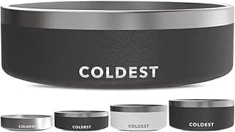 The Coldest Water Dog Bowl - Stainless Steel Non Slip Dog Bowls, Cats, Pet Feeding for Food or (42 oz, Stealth Black)