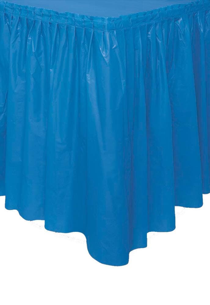Solid Royal Blue Plastic Rectangular Table Skirt (73cm x 4 meters) 1 Count - Easy Assembly and Reusable, Elegant & Versatile Party Decor