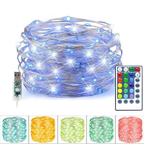 200 LED 66 FT Copper String Lights Fairy String Lights 8 Modes LED String Lights USB Powered with Remote Control for Christmas Tree Wedding Party Home Decoration, Warm White