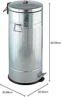 Retro Garbage Can, Metal Trash Bin Easy-Close, Trash Can with Lid , Matt, Capacity 7.93 Gal, Dimensions 12.2 x 27.17 x 12.2 in
