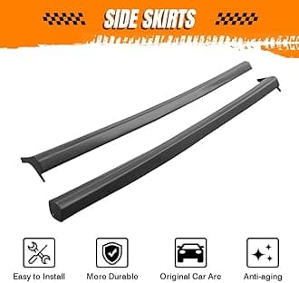 Side Skirts, Compatible with 2001-2005 Honda Civic 2 & 4 Doors, PU Unpainted Black Rocker Panel Side Splitter Bottom Line