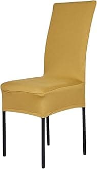 High-Back Chair Covers for Dining Room Chairs – Spandex Stretch, Universal Armless Chair Protective Slipcover, Removable & Washable for Kitchen, Wedding, Party, Banquet & Hotel, Gold, Pack of 1