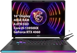 msiGE68HX Raider 16'' Gaming Laptop - Intel Core i9-13950HX - GeForce RTX 4060-144HZ FHD+ (1920 x 1200) - Windows 11 Home - Kuulpal HDMI Cable (40GB RAM | 4TB SSD) (Raider GE68HX)