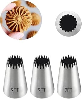 3 Pcs Stainless Steel Open Star Piping Nozzles for Eclair, Churro, Cupcake Decorating