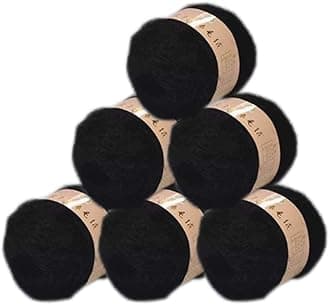 6 Balls Angora Mohair Wool Yarn Soft Fingering Baby Mohair Cashmere Hand Crochet Yarn for Knitting DIY Scarf Sweater Thread 300g (Black)