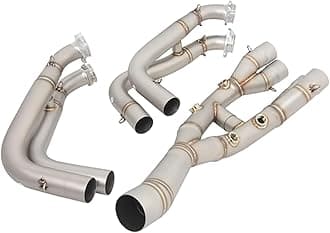 For B&MW S1000RR S 1000 RR 2019 2020 2021 2022 2023 2024 Motorcycle Exhaust 60mm Escape Slip On Front Link Connection Muffler Motorcycle Exhaust Muffler(WHITE)