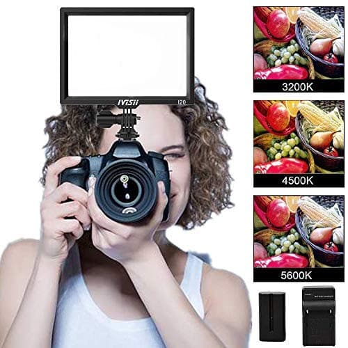 LED Video Light Panel Table Super Slim Bright Soft 3200K-5600K Photography Rig Lighting on Camera Camcorder (Included NP-F550 Battery)