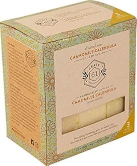 Crate 61 Chamomile Calendula Soap 3 pack, 100% Vegan Cold Process, scented with premium essential oils, for men and women, face and body. ISO 9001 certified manufacturer
