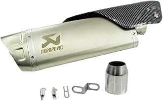 - Vagary Kalasnikavo Akrapovic Exhaust High Bass Exhaust Silencer for BMW, KTM, Kawasaki, Suzuki, Bajaj, Yamaha R15, Ninja, CBR, GS, Apache, Duke 390, FZ, Gixxer (Silver)